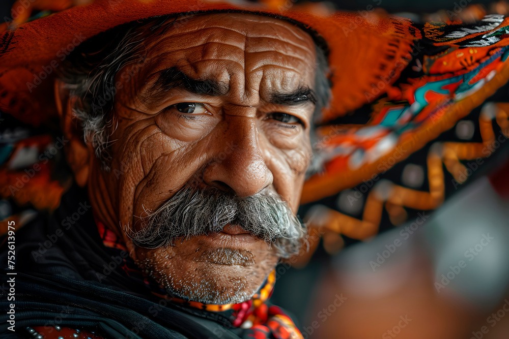 Close-up portrait of a mexican charro in outlandish attire. Generative AI Close-up portrait of a mexican charro in outlandish attire. Generative AI