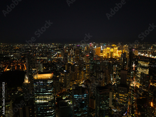 Makati Cityscape at Night. Skyline in Metro Manila. Philippines.