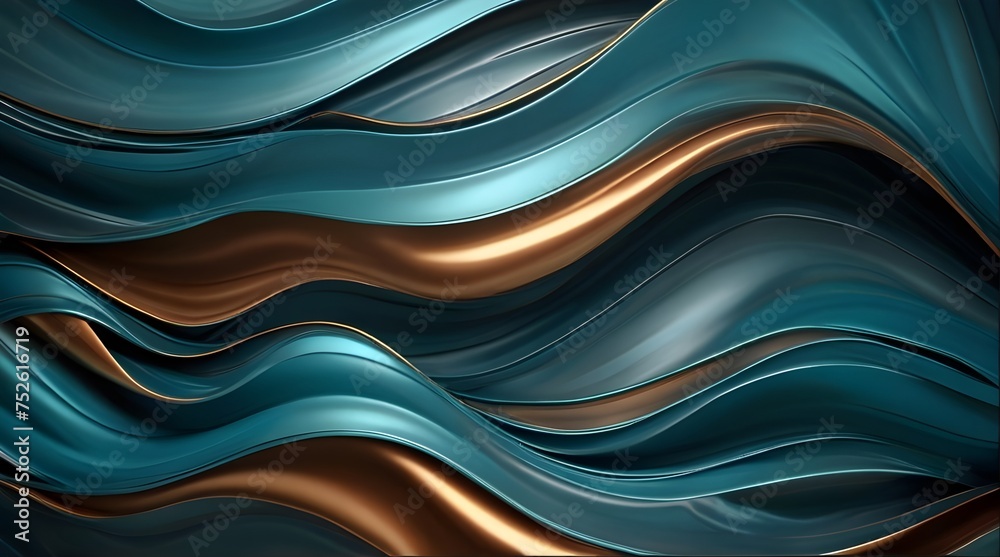 Turquoise and Gold Wave Abstract Background Turquoise and Gold Wave Abstract Background