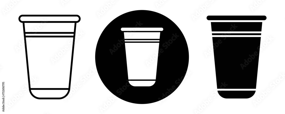 Plastic glass outline icon collection or set. Plastic glass cup Thin vector line art Plastic glass outline icon collection or set. Plastic glass cup Thin vector line art