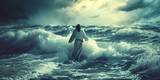 Jesus walks on water across the sea