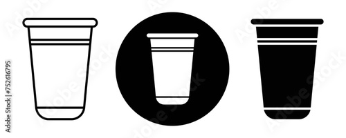Plastic glass outline icon collection or set. Plastic glass cup Thin vector line art
