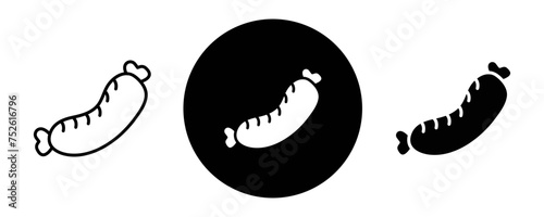 Sausage outline icon collection or set. Sausage Thin vector line art