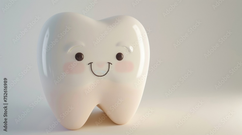 Cute happy cartoon character of tooth.