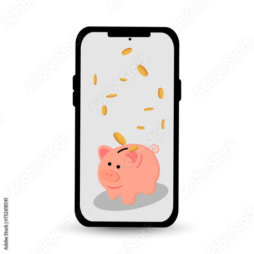 Mobile conception with Piggy bank and coins