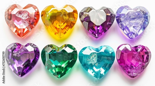 Artistic 3D vector illustration of heart made of colorful shining crystal glass © Joyce