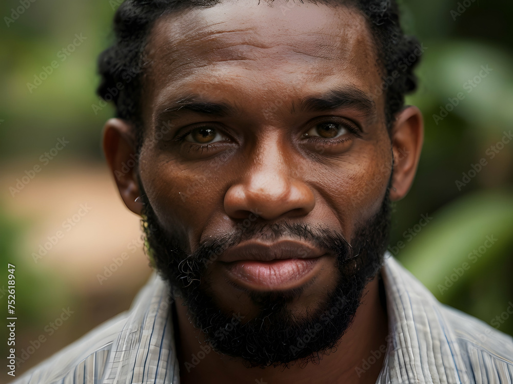 Fototapeta premium Closeup portrait of the man from Jamaica