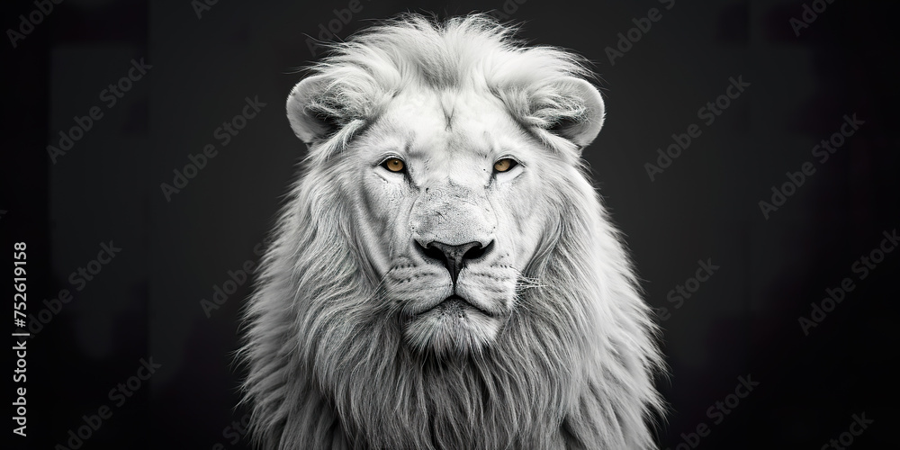 Magnificent Lion king Portrait of majestic black background