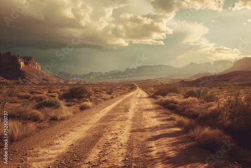 Road through desert landscape