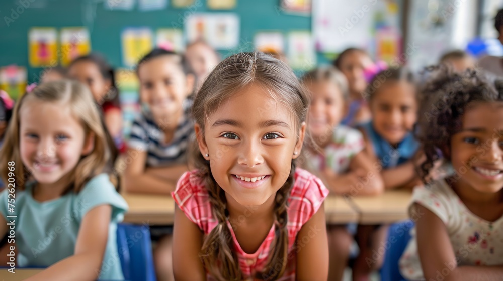 Happy children in a multi-ethnic elementary classroom Happy children in a multi-ethnic elementary classroom