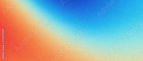 Vibrant grunge grainy background, blue orange red black noise texture color gradient, backdrop header poster banner design