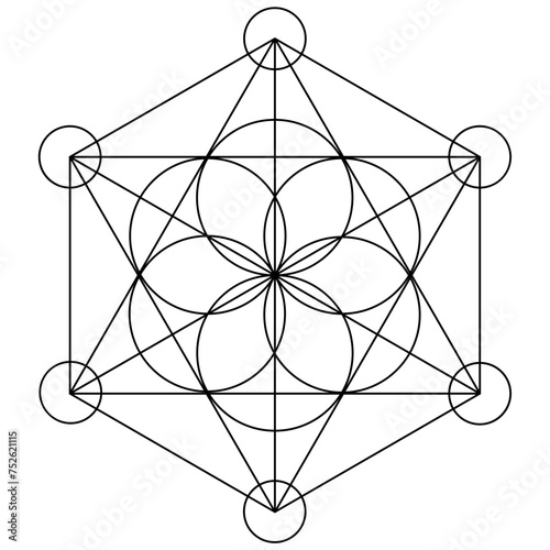 Alchemy flower Illustration, Mandala Pattern, Sacred Geometry Clipart