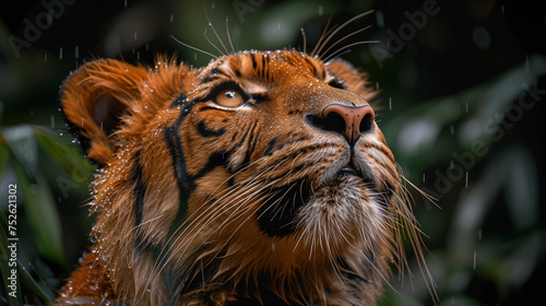 Tiger in the rain