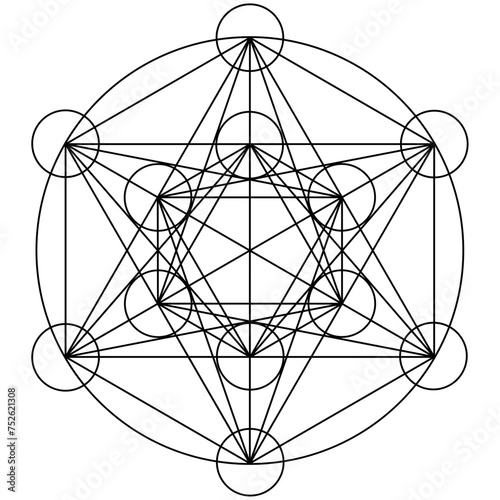 Metatrons Cube Illustration, Mandala Pattern, Sacred Geometry Clipart