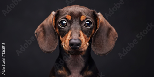 Portrait curious dachshund dog puppy with big eye © shobakhul