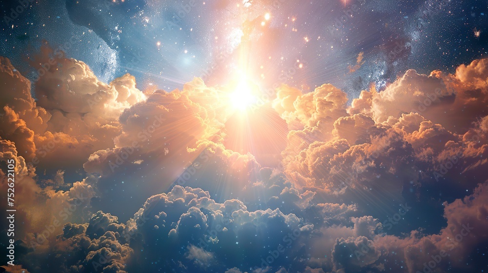 God light in heaven symbolizing divine presence, truth, spiritual illumination Religion background