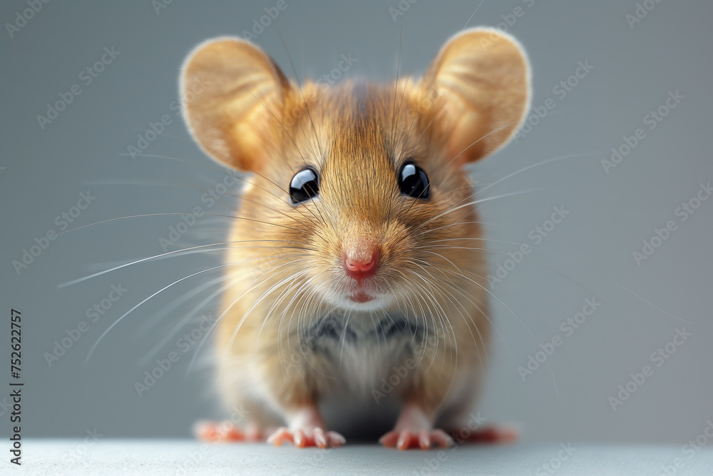 A charming mouse gazes forward with shiny, black eyes, its delicate whiskers and brown fur highlighted, exuding curiosity and cuteness. A charming mouse gazes forward with shiny, black eyes, its delicate whiskers and brown fur highlighted, exuding curiosity and cuteness.