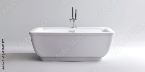Modern ceramic bath isolated on white background. Element for design bathroom. 