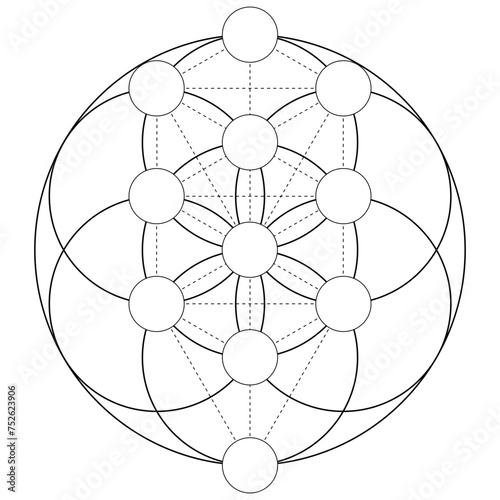 Canvas Print Tree of Life Illustration, Mandala Pattern, Sacred Geometry Clipart