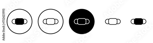 Mask icon vector isolated on white background. Man face with mask icon. Safety breathing masks. Industrial safety N95 mask. Medical mask vector icon.