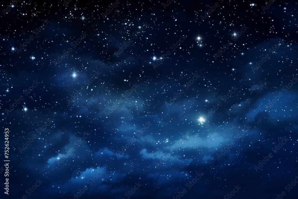 A beautiful dark night sky with stars and clouds background. Generative AI.