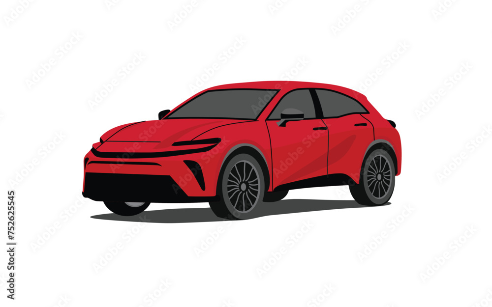 red car isolated on white flat illustration