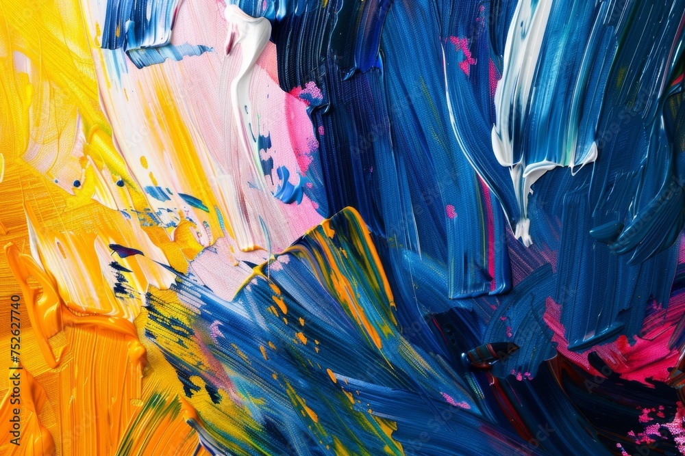 KS abstract painting with acrylic paint on canvas. - obrazy, fototapety, plakaty 