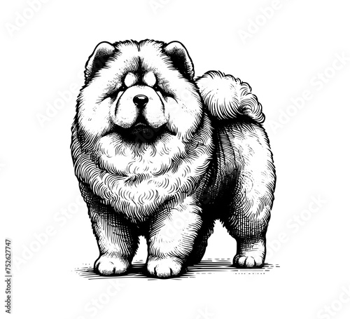 chow chow dog hand drawn vector illustration photo