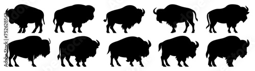 Bison buffalo silhouette set vector design big pack of illustration and icon
