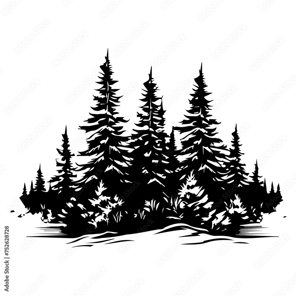 Fototapeta premium pine trees silhouettes. vector illustrator.