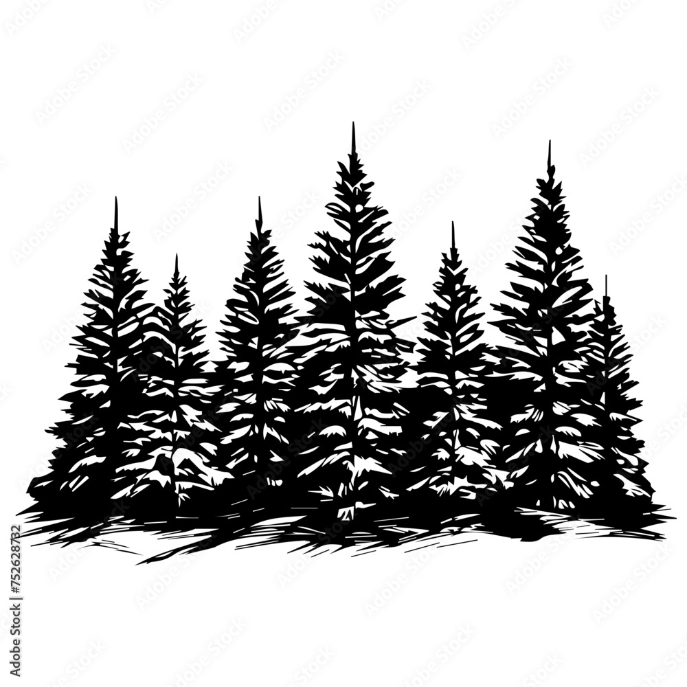 Obraz premium pine trees silhouettes. vector illustrator.