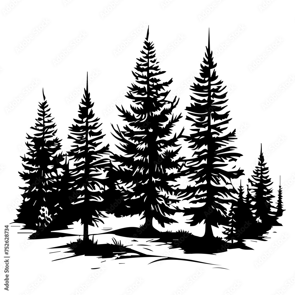 pine trees silhouettes. vector illustrator.
