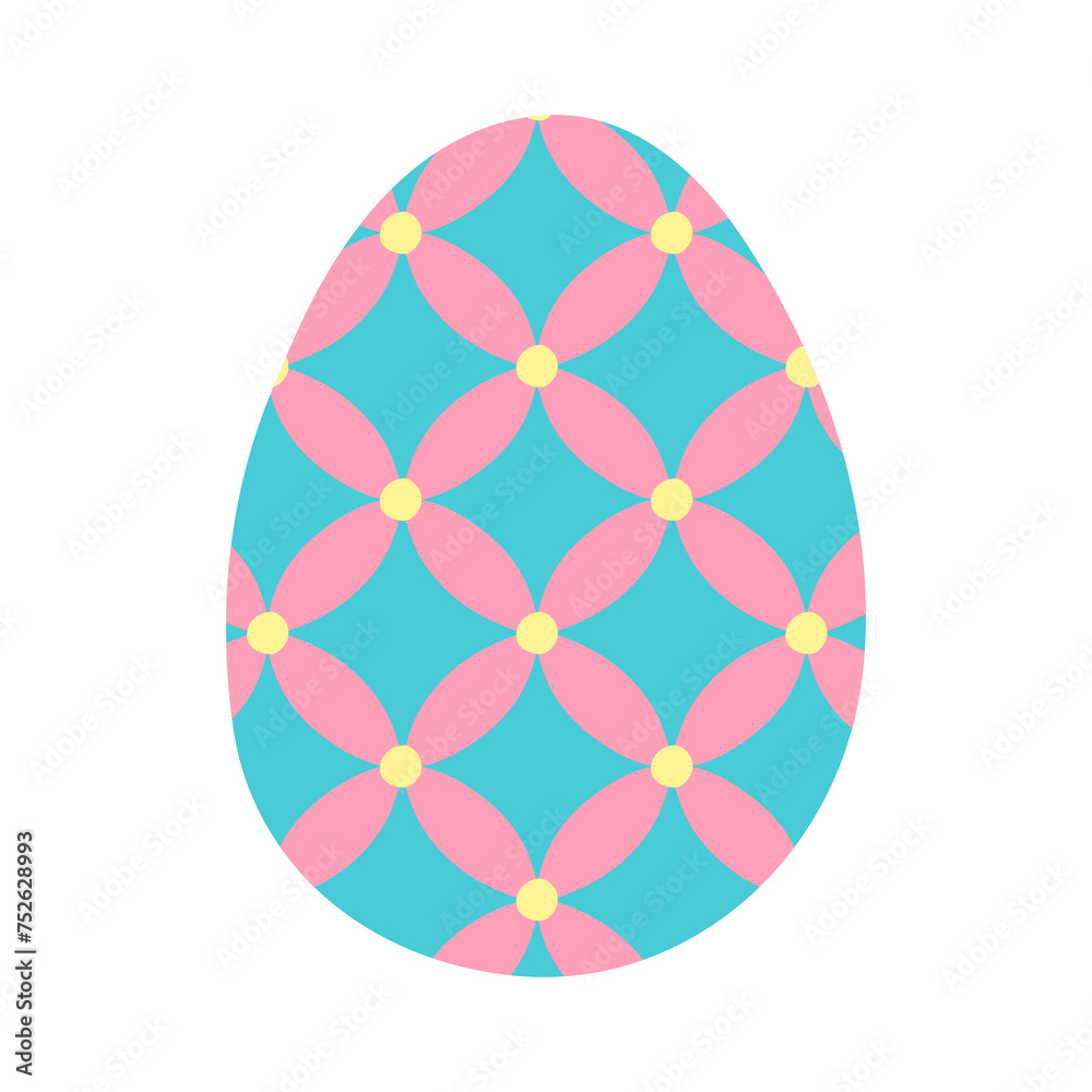 Egg with geometric flower pattern, Easter holiday design element, vector