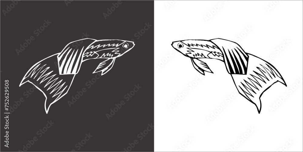Fototapeta premium Illustration vector graphics of fish icon