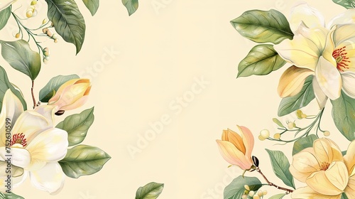 Minimalist floral wedding invitation card template design, generative ai 