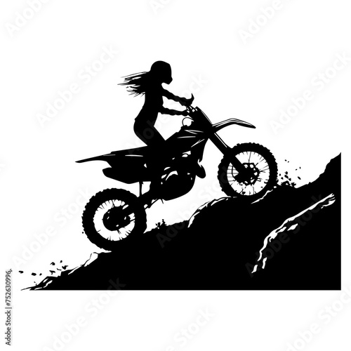 mountain motor biker girl silhouettes. vector illustrator.