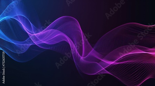 Music waves, futuristic on dark background. Big data digital code. technology concept