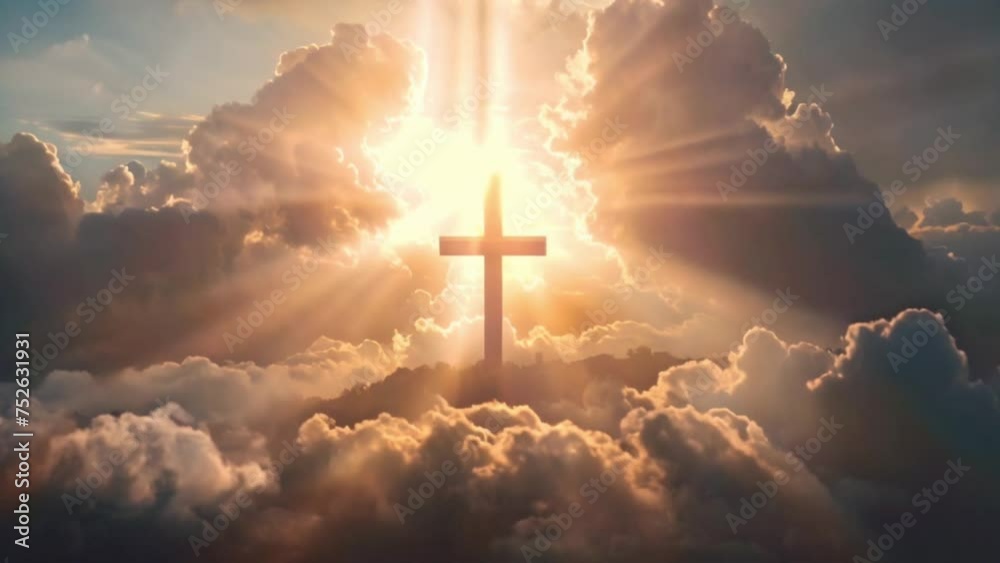 christian wooden cross in the sky and clouds, religious and spirituality concept Generative AI christian wooden cross in the sky and clouds, religious and spirituality concept Generative AI