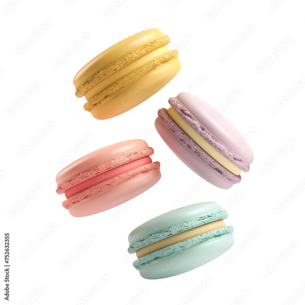 Fototapeta premium macarons isolated on transparent background generative ai