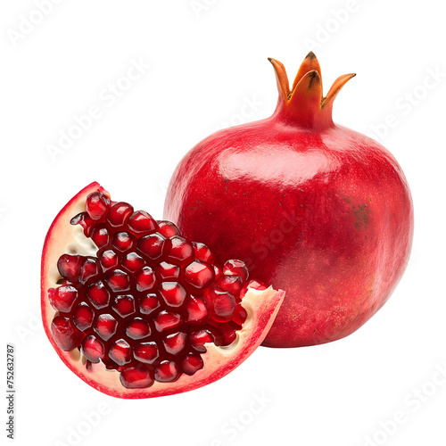 Pomegranate fruit isolated on transparent background generative ai