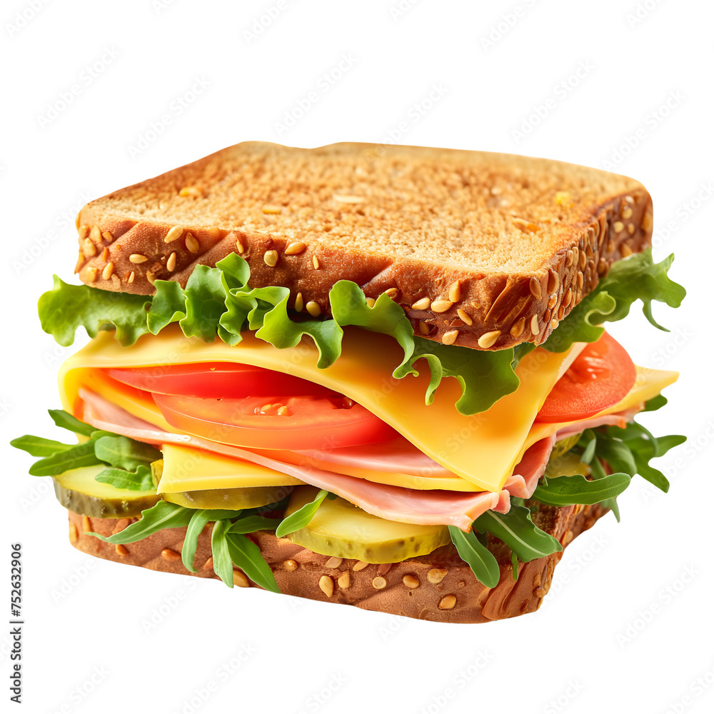 Sandwich isolated on transparent background generative ai Sandwich isolated on transparent background generative ai