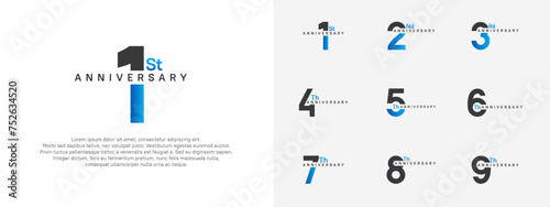 anniversary logotype vector set, blue and black color for celebration purpose