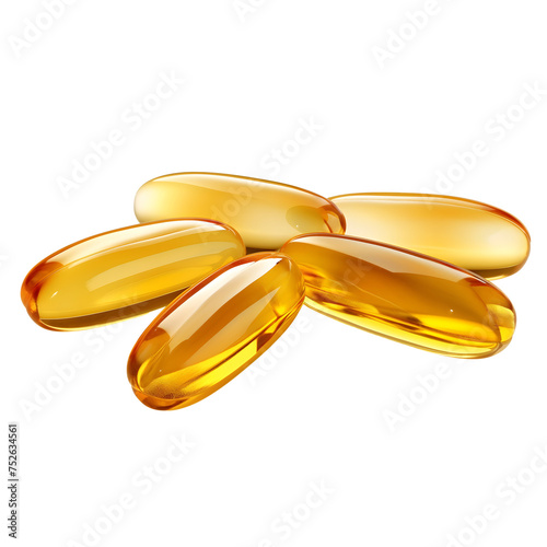 Fish oil capsule isolated on transparent background generative ai