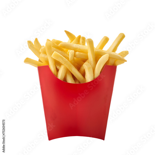 French fries isolated on transparent background generative ai