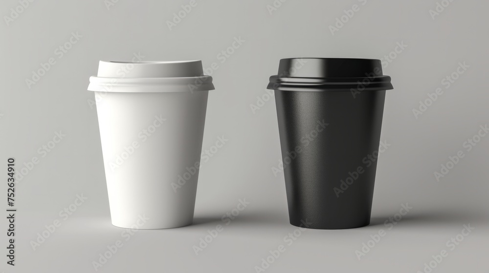 Black and white disposable paper cup generative ai Black and white disposable paper cup generative ai