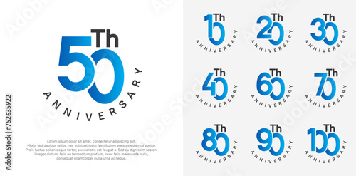 anniversary set vector design with blue and black color for celebration moment