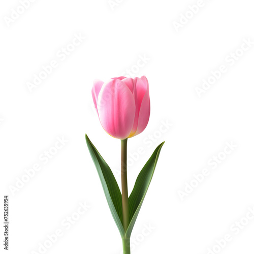 pink tulip isolated on transparent background generative ai