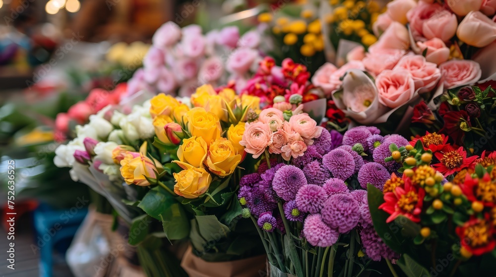 Bouquet of flowers in a market generative ai