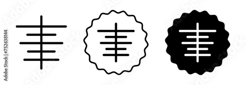 Center align set in black and white color. Center align simple flat icon vector