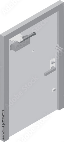 アイソメトリックなドアクローザーの付いたドアのイメージ素材